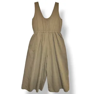 Photo of Sleeveless Wide-Leg Linen Jumpsuit in Olive Sz M/L