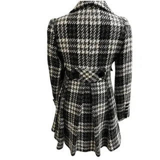 Photo of Laundry by Design Houndstooth Pea Coat Wool Blend Velvet Button Size 10