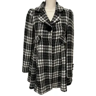 Photo of Laundry by Design Houndstooth Pea Coat Wool Blend Velvet Button Size 10
