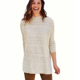 Photo of Soft Surroundings Women's Cream Cable Knit Sweater Size Extra Large
