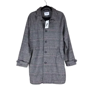 Photo of NWT Goodfellow & Co Car Coat Men’s Medium Brown Glen Plaid Preppy Winter Formal