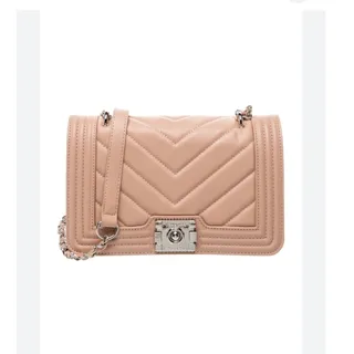 Photo of Badgley Mischka Shoulder Bag Women Medium Blush Pink New Quilted Chevron Silver