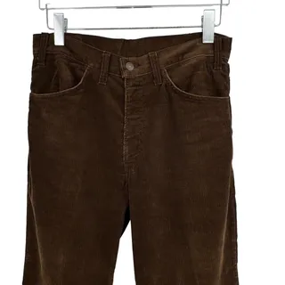 Photo of VTG 1974 Levi's 646 corduroy pants bell bottom white tab 42 Talon zipper brown