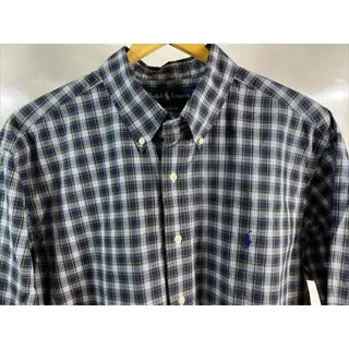 Photo of Polo Ralph Lauren Classic Fit Navy Plaid Long Sleeve Button Shirt Mens XL 46 48