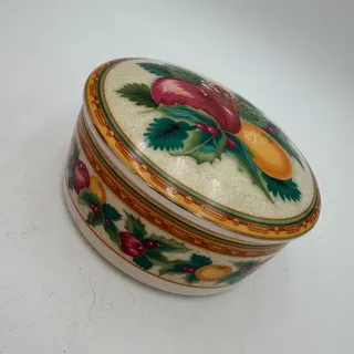 Photo of Vintage Holiday Fruit Covered Trinket Box by Mikasa NOS 4"