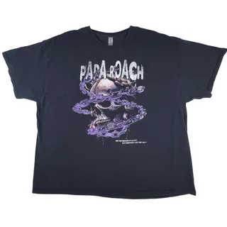 Photo of Papa Roach Cut The Line T Shirt Mens 3XL Black Purple Skull Chains Band Tee