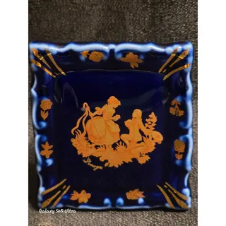 Photo of Vintage Limoges Castel France Cobalt Blue Gold Courting Couple Porcelain Tray