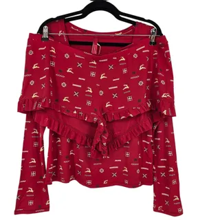 Photo of NWT Skims Cranberry Red Vintage Deer Scoop Neck Top & Shorts Sleep Set Size XL