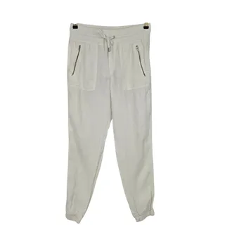 Photo of Athleta White Cabo Linen Mid Rise Drawstring Jogger Pants With Pockets Size 2