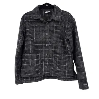 Photo of Columbia Gray Plaid Flannel Button Front Shacket Shirt Jacket W/ Pockets Size S