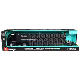 Photo of Bburago 1/43 Mercedes-AMG Petronas F1 Racing Hauler with F1 W15 Car