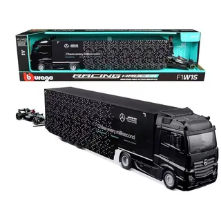 Photo of Bburago 1/43 Mercedes-AMG Petronas F1 Racing Hauler with F1 W15 Car