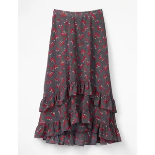Photo of Boden Coraline Floral Ruffle Midi Skirt Boho Flowy Size 8