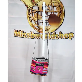 Photo of Handmade Pink Multicolor Woven Crossbody Bag from Dominican Republic