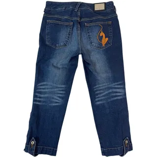 Photo of Vintage Y2K Baby Phat Capri Jeans Womens 7 Dark Wash Embroidered Cat Button Cuff