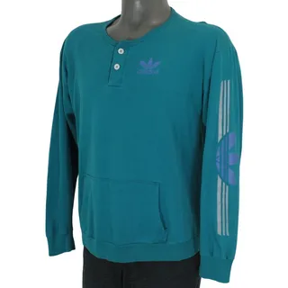 Photo of Vintage 80s Adidas Trefoil Henley Shirt USA Made Blue Rare Single Stitch Mens L