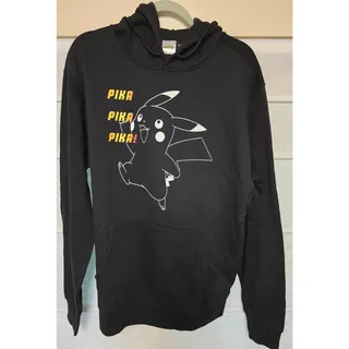 Photo of Pokemon Pikachu Pika Pika Men's Large Black Graphic Pullover Hoodie NWOT NEW