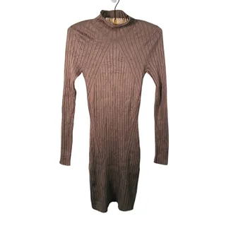 Photo of Abercrombie Mock Neck Knit Midi Sweater Dress Small Brown Fall Old Money Minimal