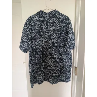 Photo of Lucky Brand Men XXL Blue and White Geometric Short Sleeve Button Down Shirt