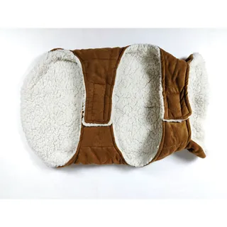 Photo of UGG Brown Dog Coat Large Quilted Sherpa Fleece Lined Hook Loop Closure