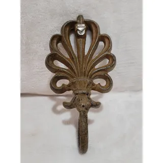 Photo of Heavy Cast Iron Decorative Wall Hook 6.5” Rustic patina With install Eyelet