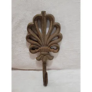 Photo of Heavy Cast Iron Decorative Wall Hook 6.5” Rustic patina With install Eyelet