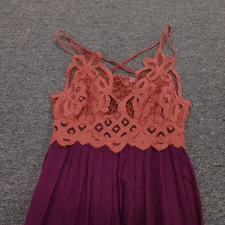 Photo of FP One Dress Womens XS/S Purple Lace Adella Slip Asymmetrical Ruffle Boho
