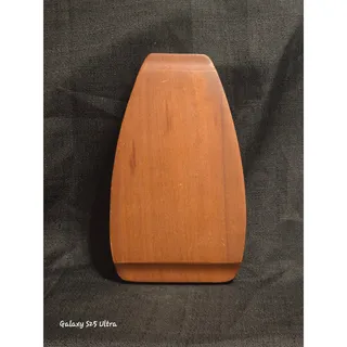 Photo of Vintage MCM Wood Cheese Board Ceramic Tile Magnetic Knife Holder Black Gold