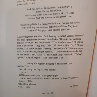 Photo of Me Talk Pretty One Day - David Sedaris Paperback Book - 2000 Printing