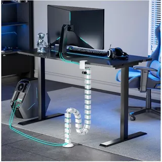 Photo of PEGZONE Under Desk Clamp-On Cable Organizer Spine, Adjustable, White 53 in