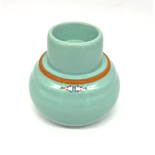 Photo of Vintage Noritake Boulder Ridge 8674 Stoneware Hurricane Lamp Southwest Aztec