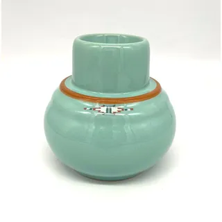 Photo of Vintage Noritake Boulder Ridge 8674 Stoneware Hurricane Lamp Southwest Aztec