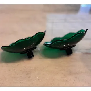 Photo of Vintage Emerald Green Glass Compote Insert Candleholders – Set of 2
