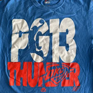 Photo of Majestic NBA Oklahoma City Thunder Paul George "PG13" T-Shirt Mens S - EUC