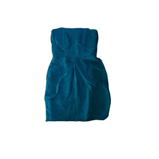 Photo of Shoshanna Teal Strapless Pleated Cocktail Mini Dress Size 6 NWT