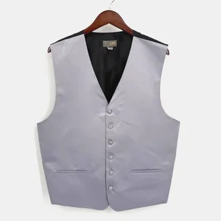 Photo of Stevan Land Mens XL Silver Gray Satin Tuxedo Vest Formal Wedding Waistcoat