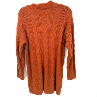 Photo of Knox Rose Rust Cable Knit Open Front Long Cardigan Sweater Women’s Medium Cozy