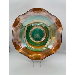 Photo of Quadrifoglio Glass Swirl Ruffle Edge Bowl 13 1/2” Italy