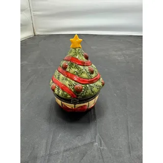 Photo of Villeroy Boch Porcelain Christmas Tree Trinket Box Vintage Holiday Toy Jar Treat
