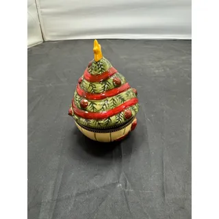 Photo of Villeroy Boch Porcelain Christmas Tree Trinket Box Vintage Holiday Toy Jar Treat