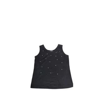 Photo of Jordana Black Rhinestone Sleeveless Tank Top Made in USA