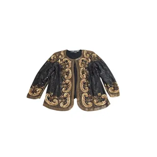 Photo of Mademoiselle Bayonne Black Gold Sequin Beaded Pure Silk Jacket India