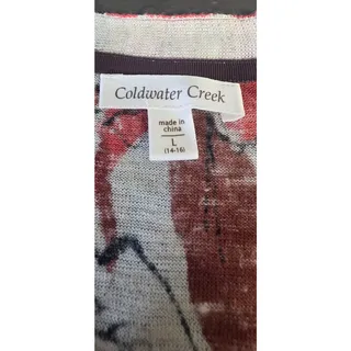 Photo of Coldwater Creek Floral Print Cardigan Sweater L 14-16 Red Multi