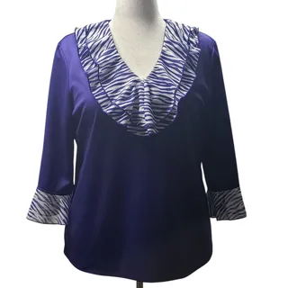 Photo of Vintage Blair Zebra Print Ruffle Blouse Large Whimsigoth Y2K Grunge Fairy