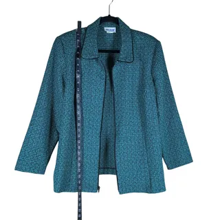 Photo of Vintage 90s Blair Jacket Women’s Large Teal Patterned Zip Up Collared Casual
