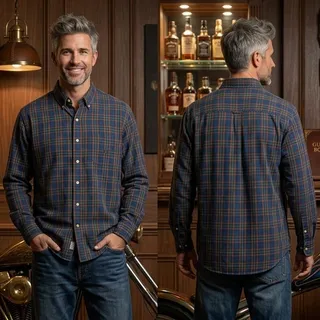 Photo of Vintage Chaps Ralph Lauren Plaid Long Sleeve Button Shirt Mens XL 46 48 Blue