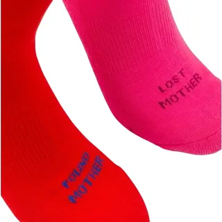 Photo of Mother Lost and Found The Rara Red Blue Pink Long Tube High Calf Socks NEW Tags