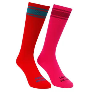 Photo of Mother Lost and Found The Rara Red Blue Pink Long Tube High Calf Socks NEW Tags