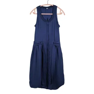 Photo of Reiss Keeley Sleeveless Belted Midi Dress Hemp Size 4 Blue Classic Quiet Luxury