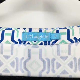 Photo of J. McLaughlin Blue and White Pockets Short Sleeve Swing Dress Size Small